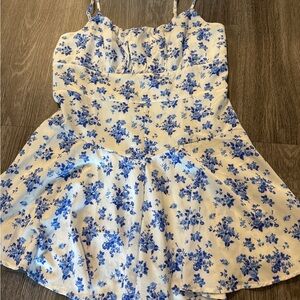 White and Blue Floral Romper